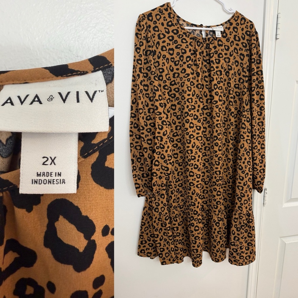 Ava & Viv Kids Dress - Tan Leopard Print